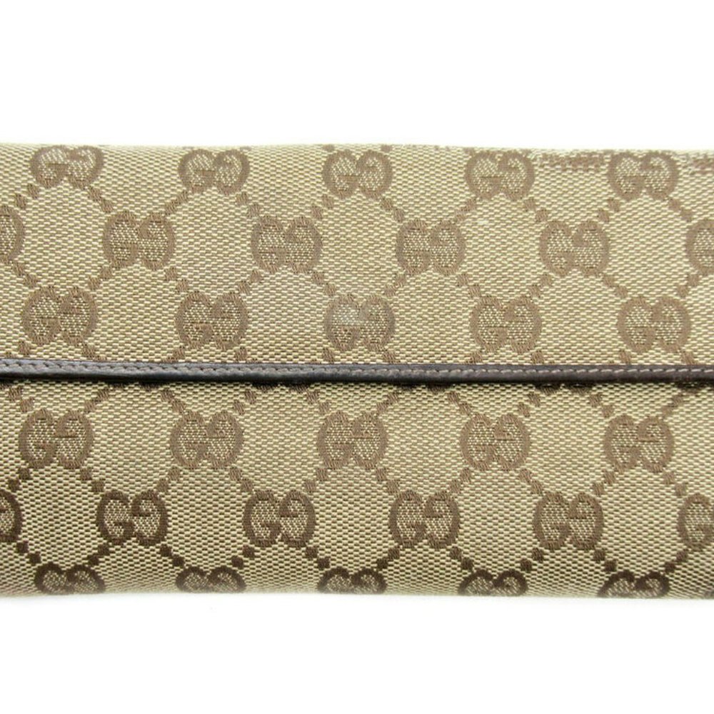 Authentic Gucci Purse Ggpattern Beige Canvas X Le… - image 2